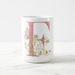 Rosa Glitzer Blumenbrief F Kaffeetasse