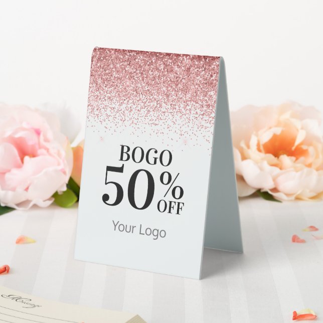 Rosa Glitzer BOGO 50% Rabatt beim Verkauf Tischaufsteller (In Situ (Hochzeit))