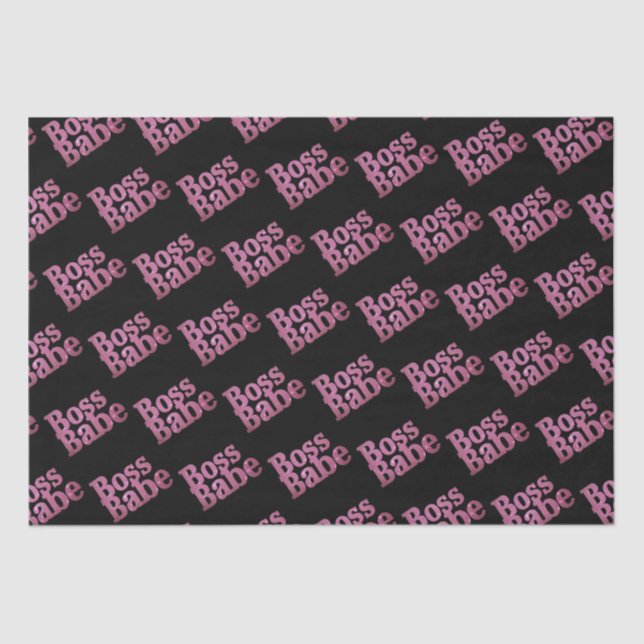 Rosa Glitzer Boss Babe Seidenpapier (Vorderseite)