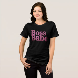 Rosa Glitzer Boss Babe Tri-Blend Shirt