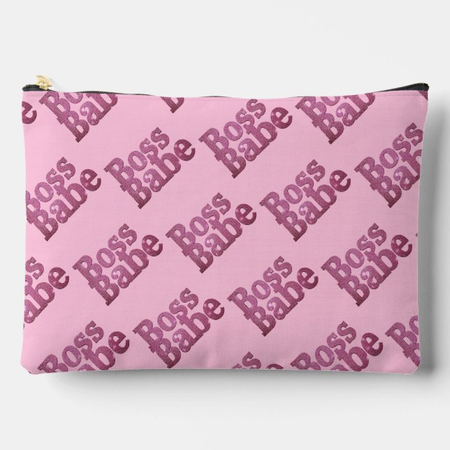 Rosa Glitzer Boss Babe Zubehörtasche (Vorderseite)