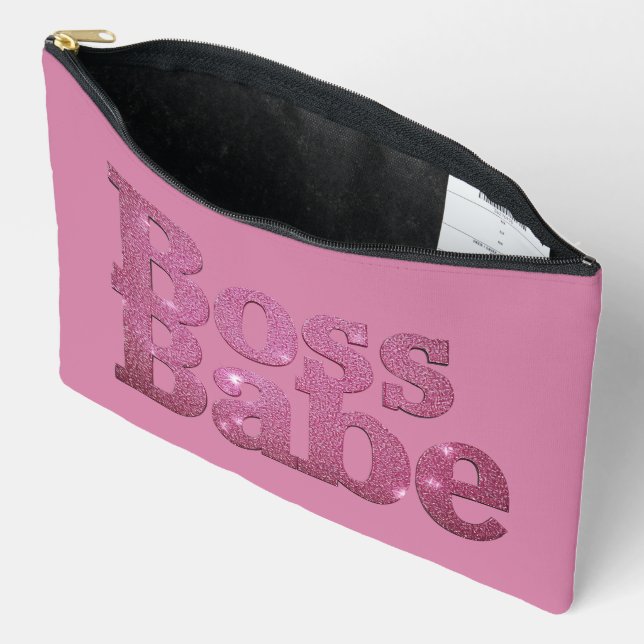 Rosa Glitzer Boss Babe Zubehörtasche (Offen)