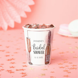 Rosa Glitzer Brautparty Petals und Prosecco Gletsc Pappbecher