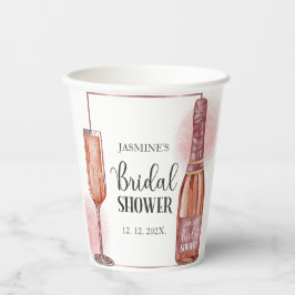 Rosa Glitzer Brautparty Petals und Prosecco Gletsc Pappbecher