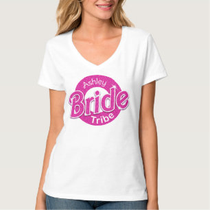 Rosa Glitzer Bride Tribe T-Shirt
