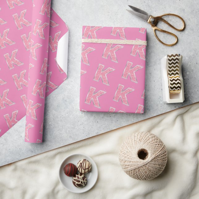 Rosa Glitzer Buchstabe K Geschenkpapier (Kunsthandwerk)