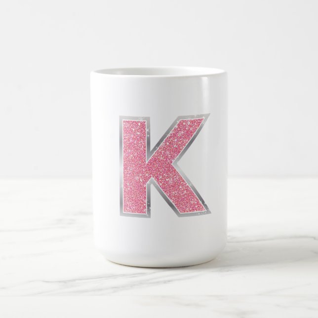 Rosa Glitzer Buchstabe K Kaffeetasse (Mittel)