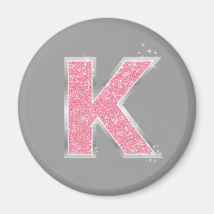 Rosa Glitzer Buchstabe K Magnet