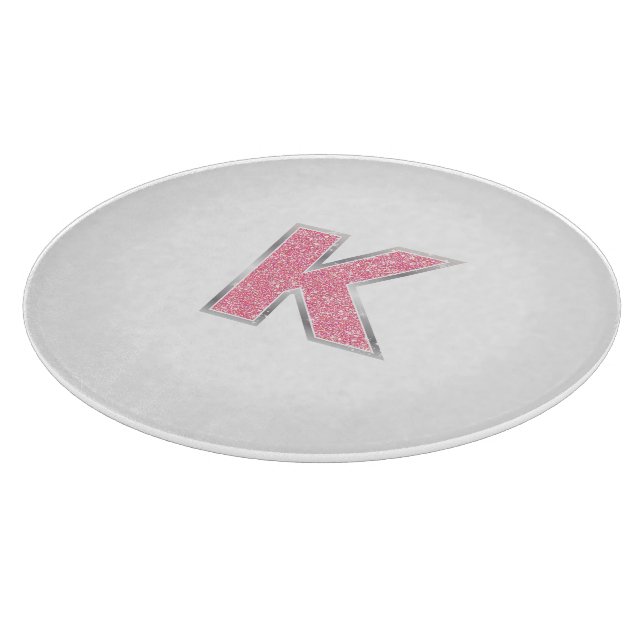 Rosa Glitzer Buchstabe K Schneidebrett (Ecke)