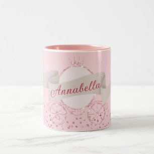 Rosa Glitzer Carriage Maidale Individuelle Name Zweifarbige Tasse