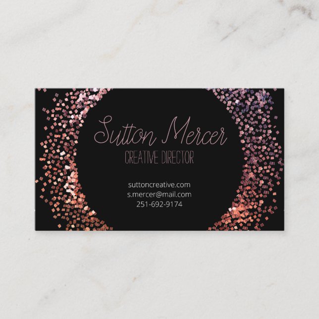 Rosa Glitzer Circle Visitenkarte (Vorderseite)