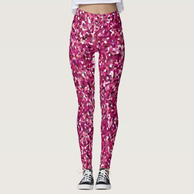 Rosa Glitzer Confetti/Mosaik Multiprint Leggings (Vorderseite)