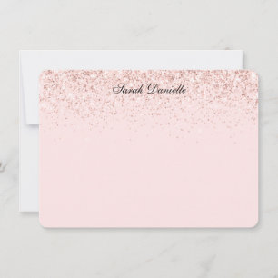 Rosa Glitzer Confetti Personalisiert flach Hinweis Mitteilungskarte