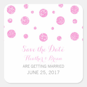 Rosa Glitzer Confetti Save the Date Stickers