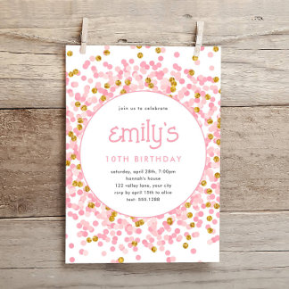 Rosa Glitzer Confetti Spielerisch Geburtstag Einladung