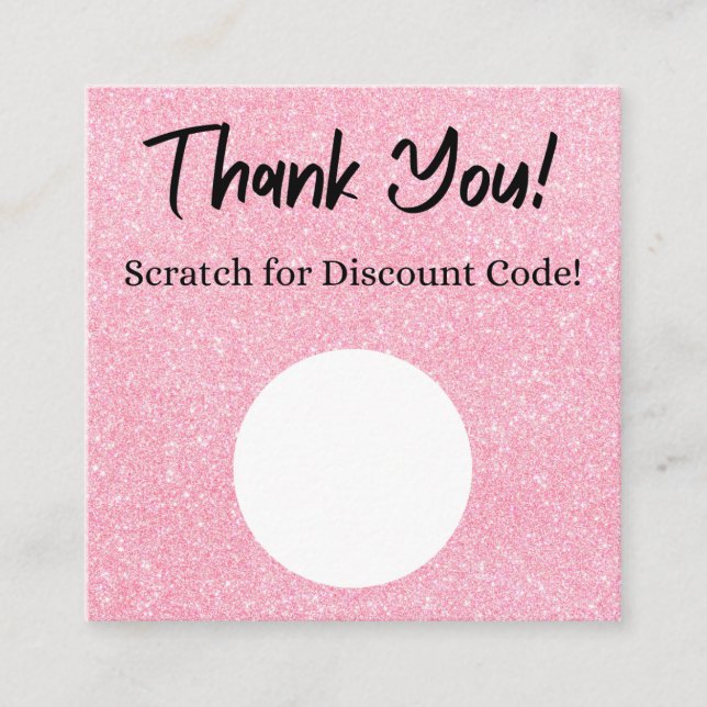Rosa Glitzer Discount Scratch Off Danke Karte (Vorderseite)
