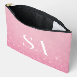 Rosa Glitzer Druckknopfbeutel mit Initialen schnei Zubehörtasche