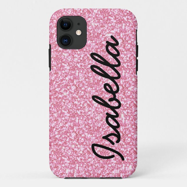 ROSA GLITZER DRUCKPERSONALISIERTES Case-Mate iPhone HÜLLE (Rückseite)