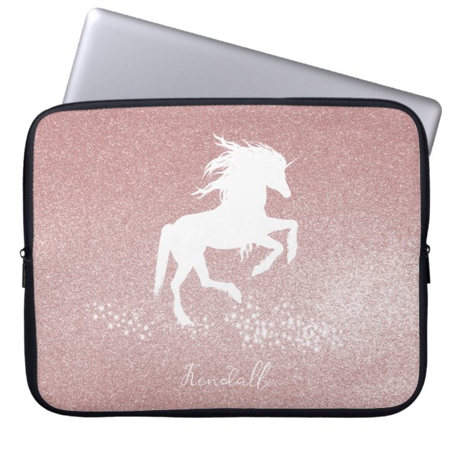 Rosa Glitzer Einhorn Notebook-Sieb Laptopschutzhülle (Vorderseite)