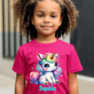 Rosa Glitzer Einhorn Zauberstar Girls Geburtstag T-Shirt