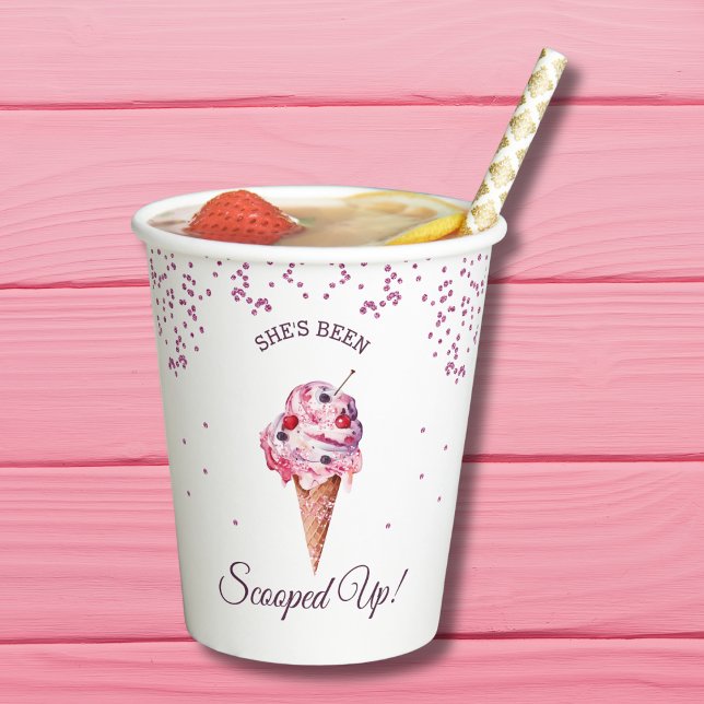 Rosa Glitzer Eiscreme-Brautparty Pappbecher (Von Creator hochgeladen)