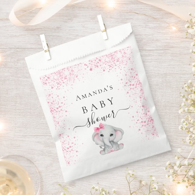Rosa Glitzer Elefantenballons Baby Dusche Geschenktütchen (Ausgeschnitten)