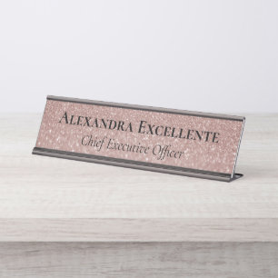 Rosa Glitzer Elegante Mode-Custom Schreibtischnamensplakette