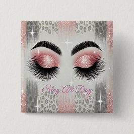 Rosa Glitzer Eyelashes Button