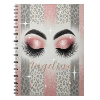 Rosa Glitzer Eyelashes Notebook Notizblock