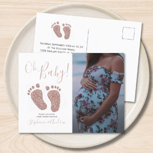 Rosa Glitzer Feet Babydusche Einladung Postkarte