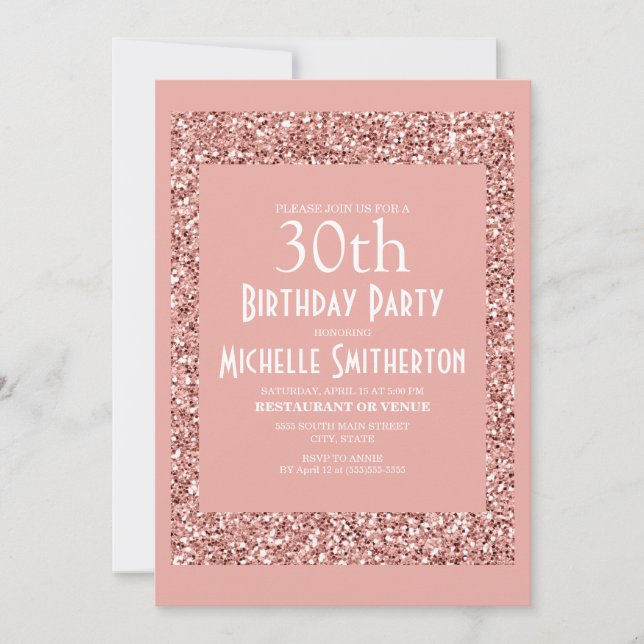 Rosa Glitzer Frauenkarte 30. Geburtstag Karte (Vorderseite)