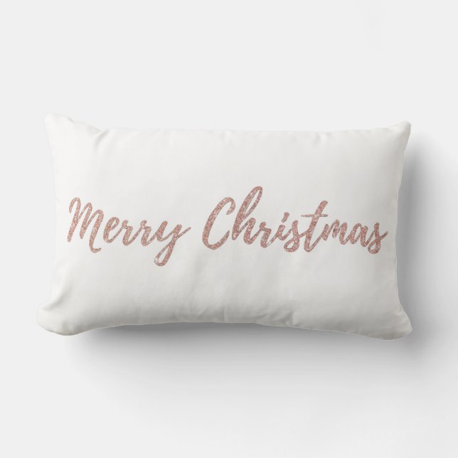 Rosa Glitzer Frohe Weihnachten Lendenkissen (Vorderseite)