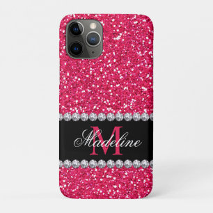 Rosa Glitzer, Gem, Mit Monogramm Case-Mate iPhone Hülle