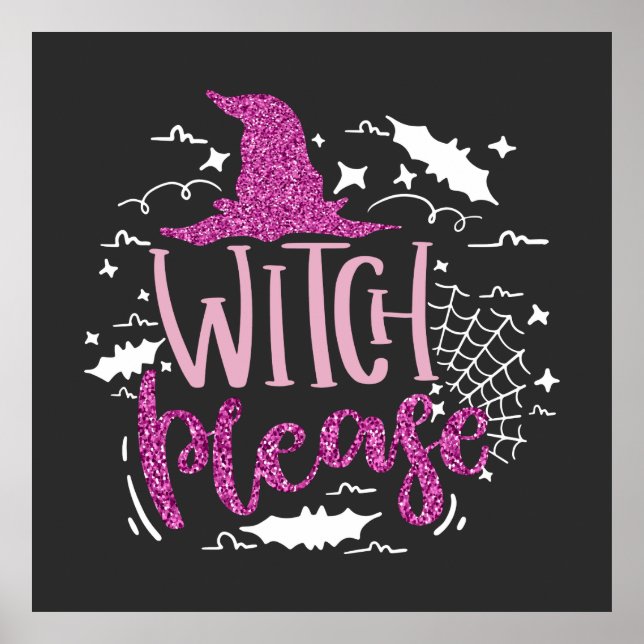Rosa Glitzer Girly Halloween Poster (Vorne)