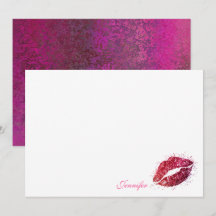 Rosa Glitzer Girly Lipstick Kiss Personalisiert
