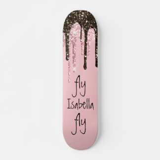 Rosa Glitzer Girly Sparky Personalisierter Name Skateboard