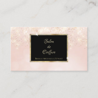 Rosa Glitzer Glam Elegantes Schwarzes Meer Visitenkarte