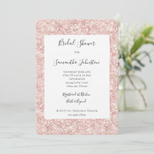 Rosa Glitzer Glamour Brautparty Einladung