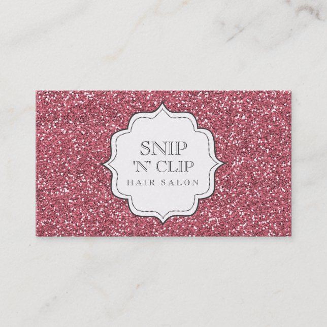Rosa Glitzer Glitz Glam Haare Stylist Cards Terminkarte (Vorderseite)