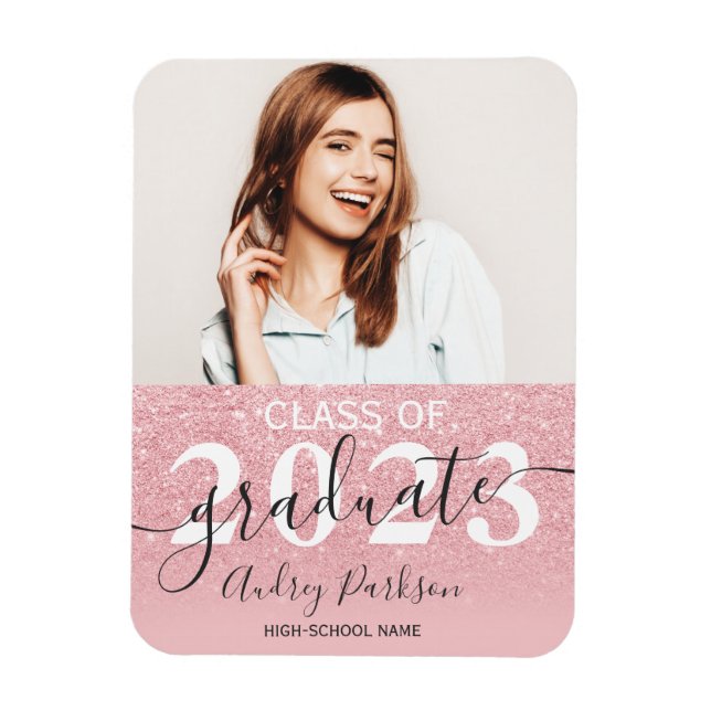 Rosa Glitzer Glitzern ombre Foto Abschluss Magnet (Vertikal)