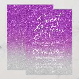 Rosa Glitzer Glitzern Ombre Sweet 16 Einladung