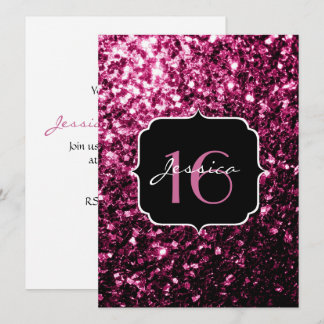 Rosa Glitzer Glitzern Sweet 16 Einladung