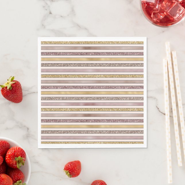 Rosa Glitzer Glitzy Stripes Serviette (Beispiel)