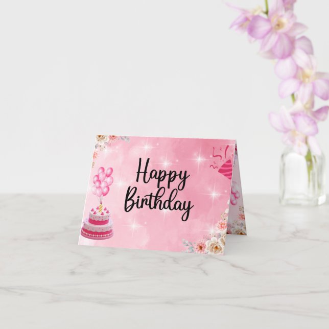 Rosa Glitzer Glückwunschkarte Geburtstag Karte (Orchidee)