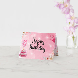 Rosa Glitzer Glückwunschkarte Geburtstag Karte