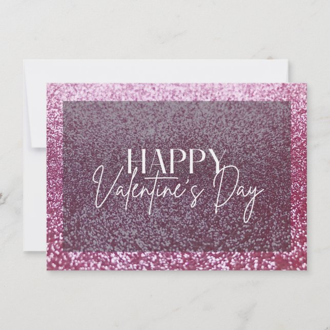 Rosa Glitzer Glückwunschkarte Valentinstag Einladung (Vorderseite)