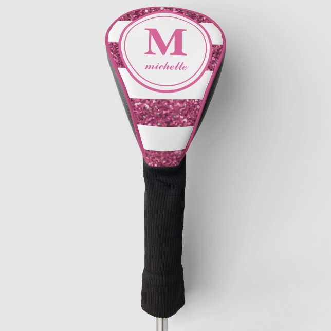 Rosa Glitzer | Golf | personalisiert NAME monogram Golf Headcover (Vorderseite)