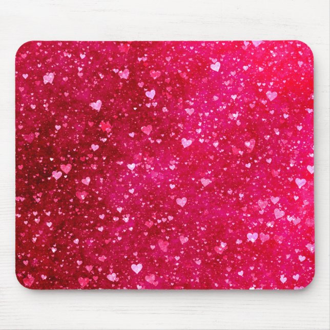 Rosa Glitzer-Herz-Muster Mousepad (Vorne)
