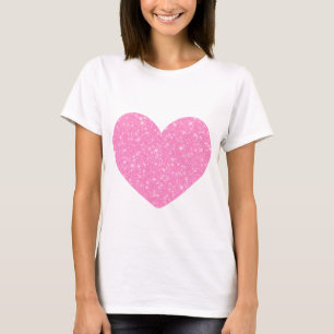 Rosa Glitzer Herz T-Shirt