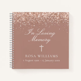 Rosa Glitzer in Love Memory Funeral Gästebuch Notizbuch